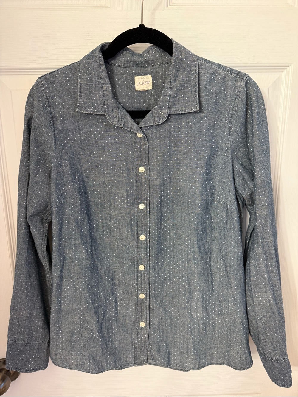 J. Crew Factory Polka Dot Chambray 'The Perfect Shirt' size small